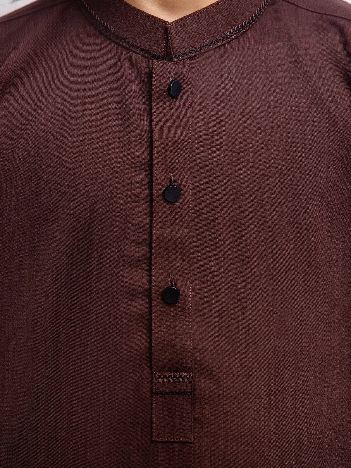 Boy's Brown Kurta Shalwar - EBTKS23-3906 - Image 3