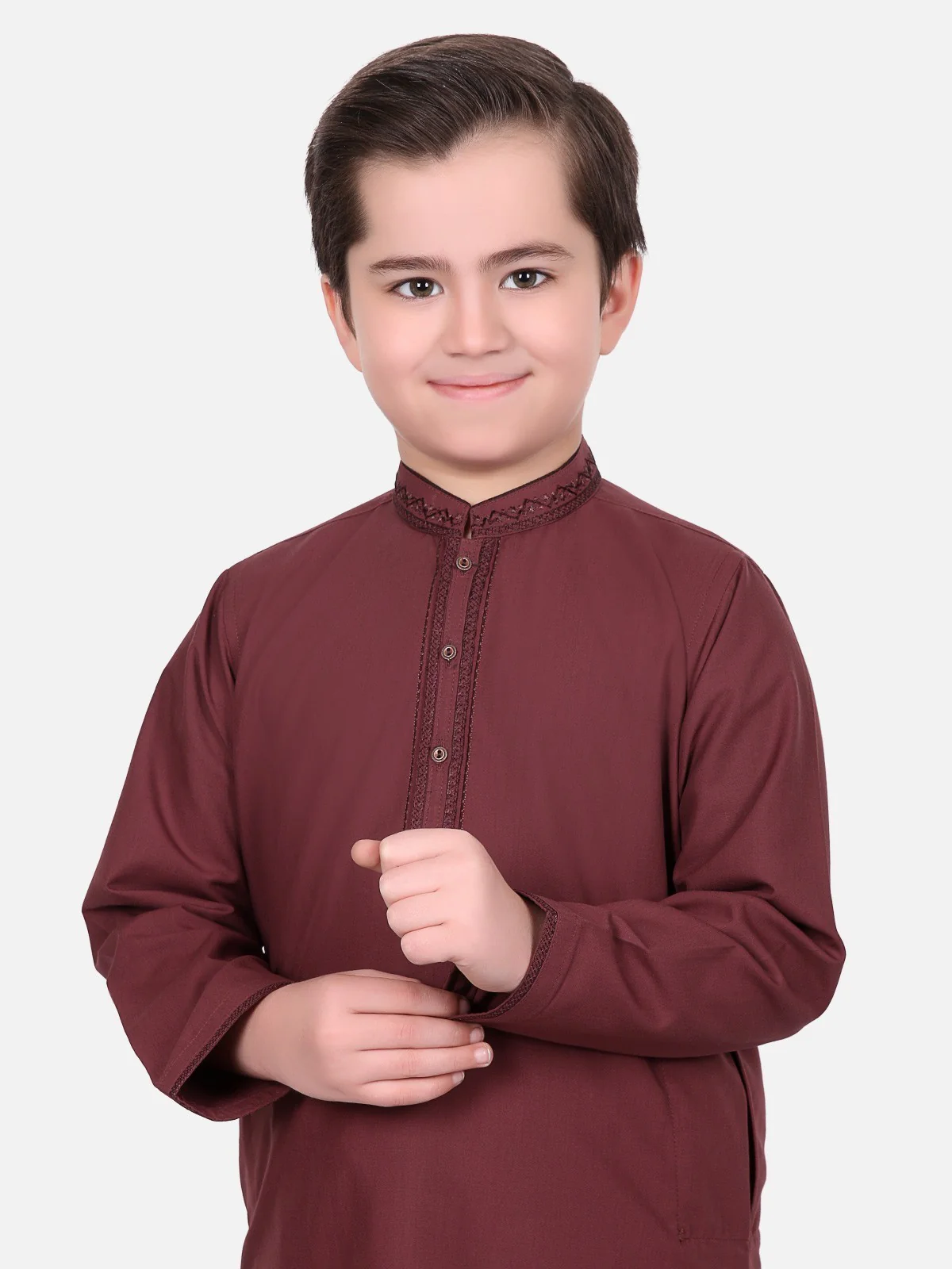 Boy's Burgundy Kurta Shalwar - EBTKS17-3498 - Image 2