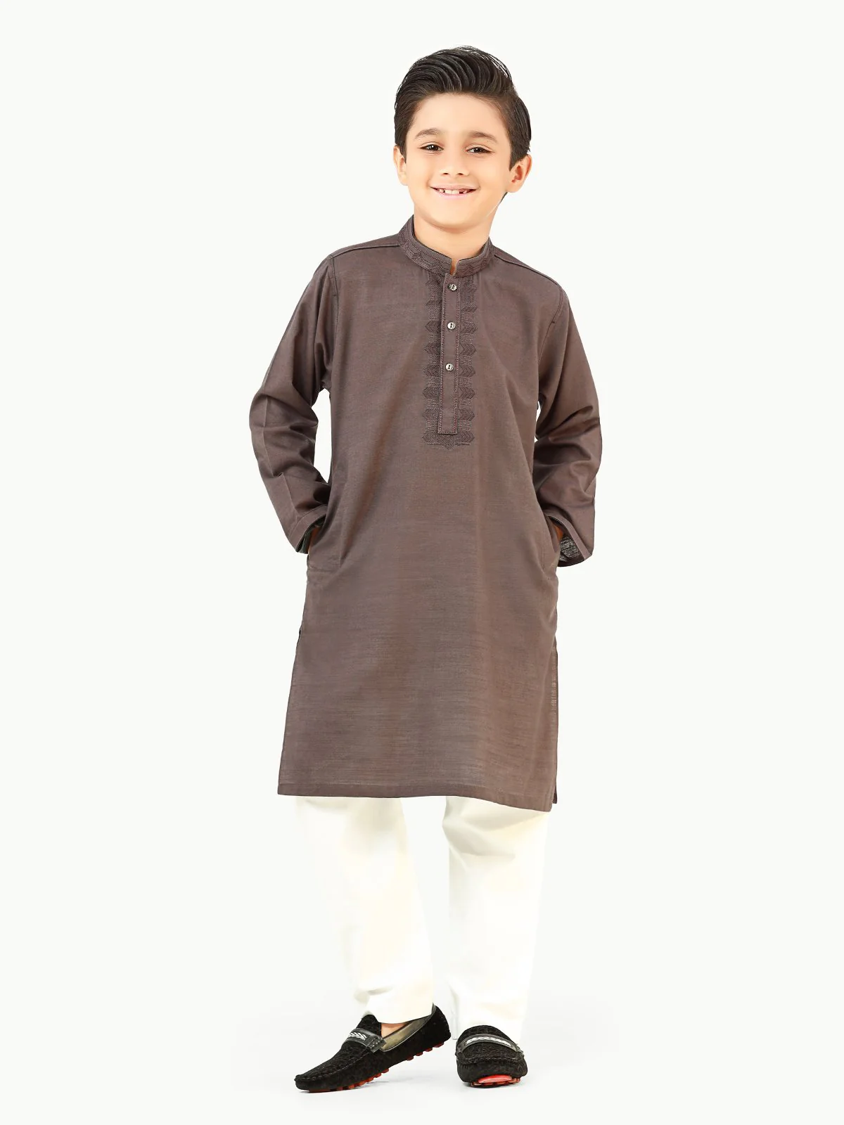 Boy's Charcoal Kurta - EBTK22-3834