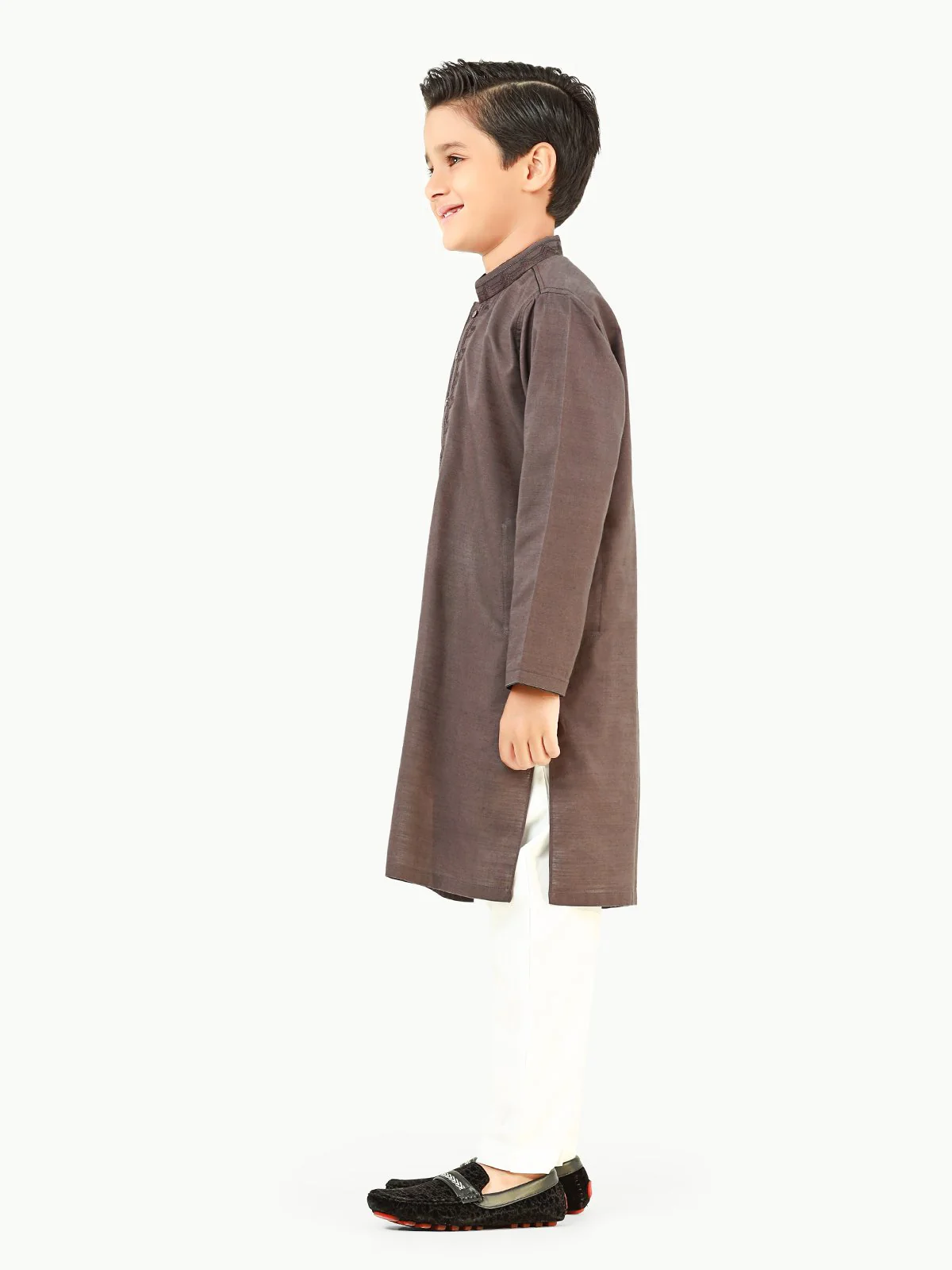 Boy's Charcoal Kurta - EBTK22-3834 - Image 4