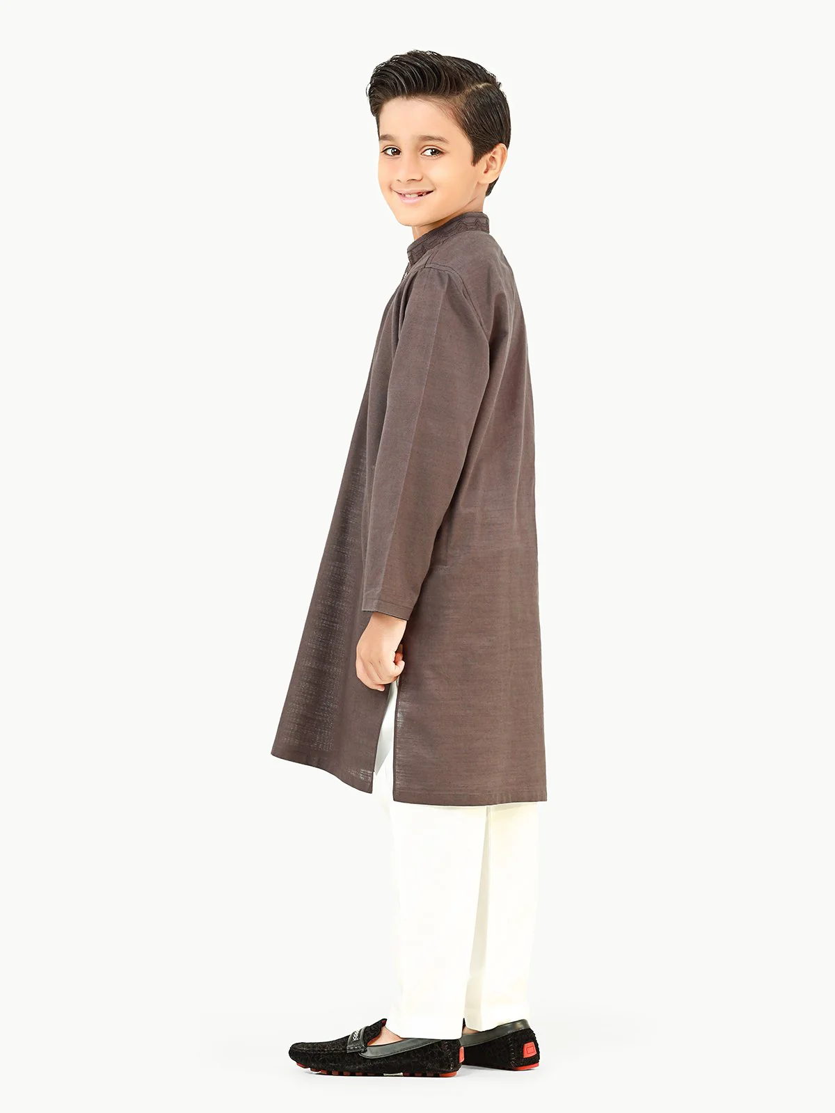 Boy's Charcoal Kurta - EBTK22-3834 - Image 6