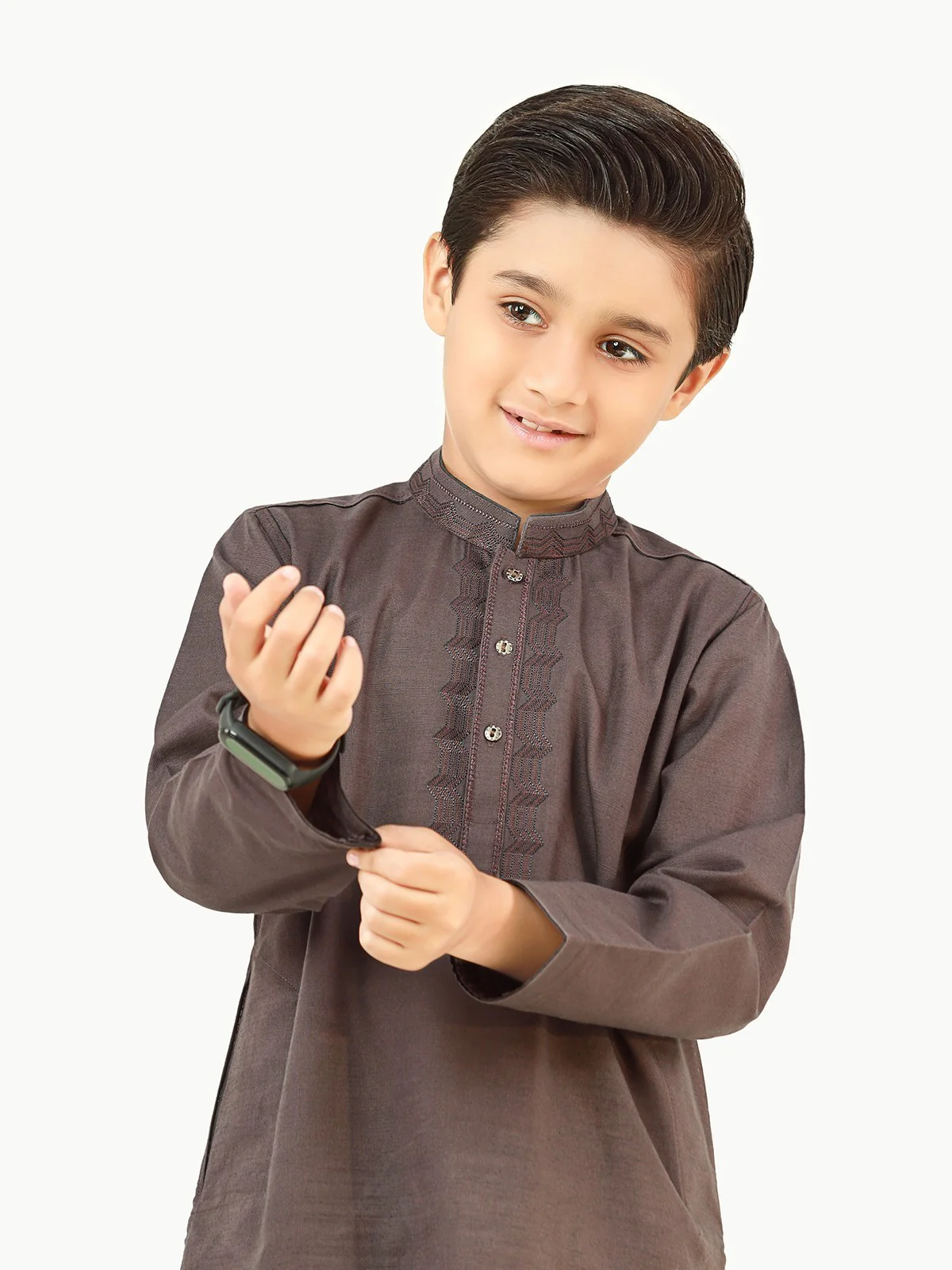 Boy's Charcoal Kurta - EBTK22-3834 - Image 8