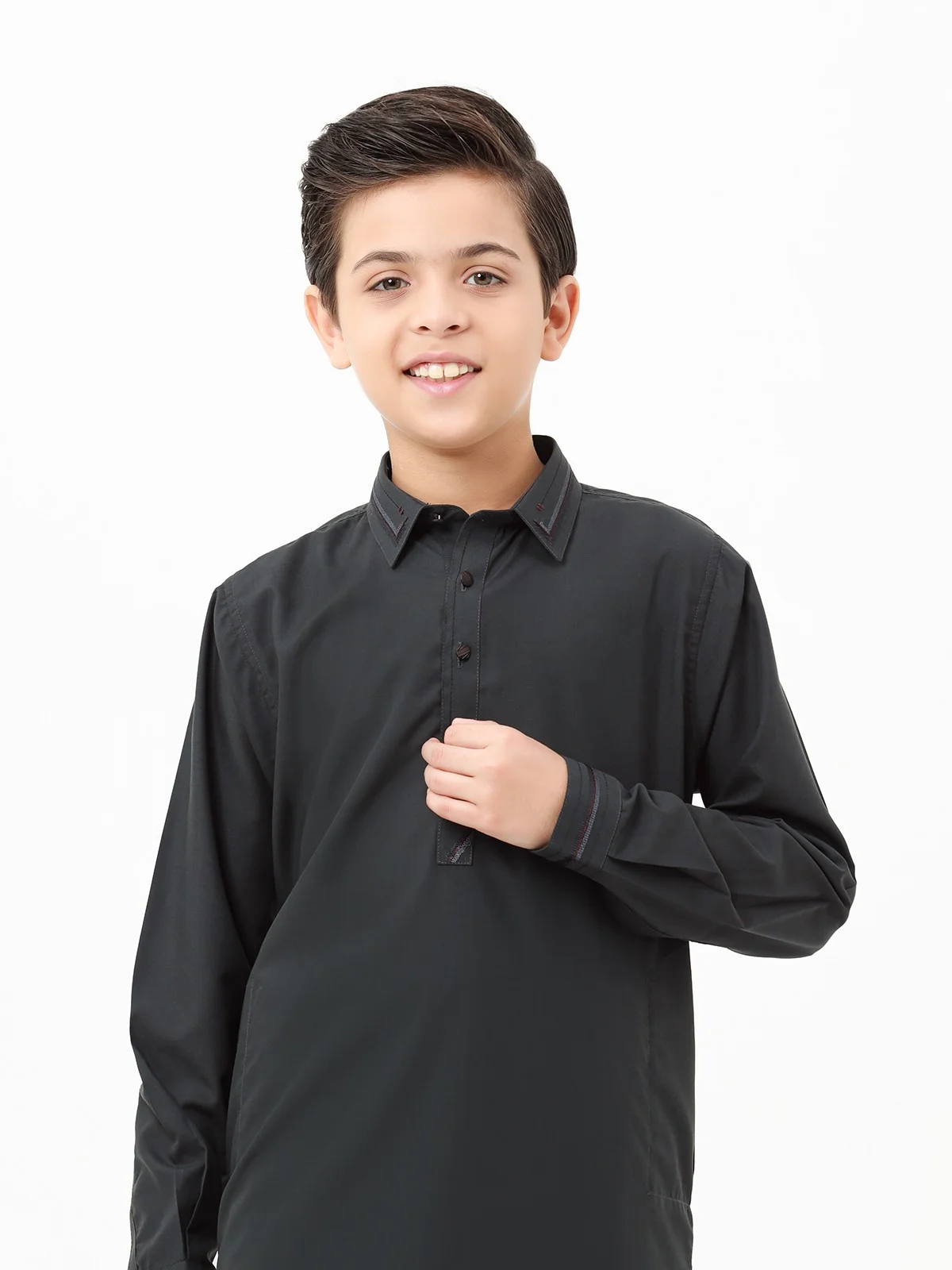 Boy's Charcoal Kurta Shalwar - EBTKS23-3857 - Image 2