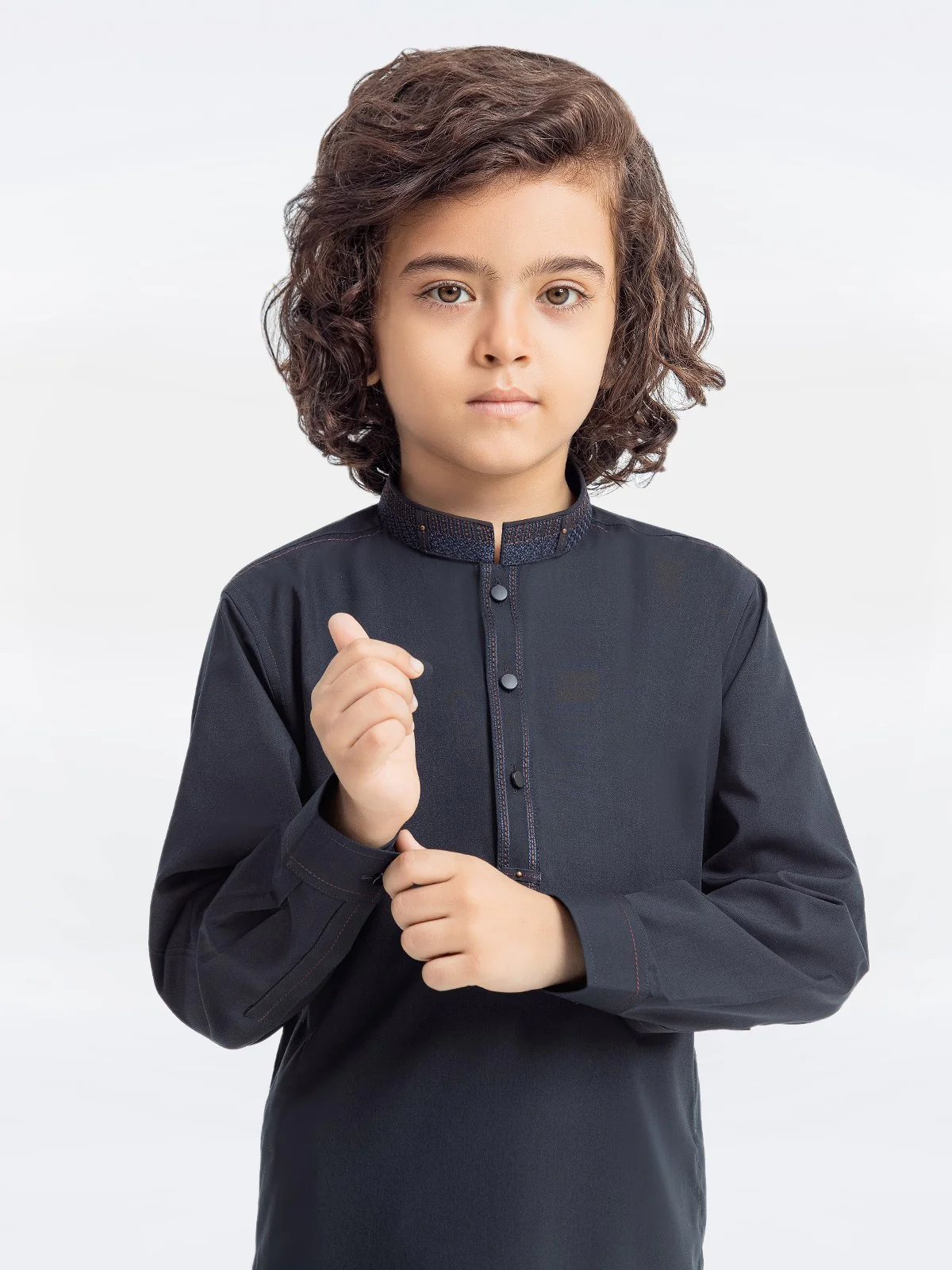 Boy's Charcoal Kurta Shalwar - EBTKS23-3901 - Image 3
