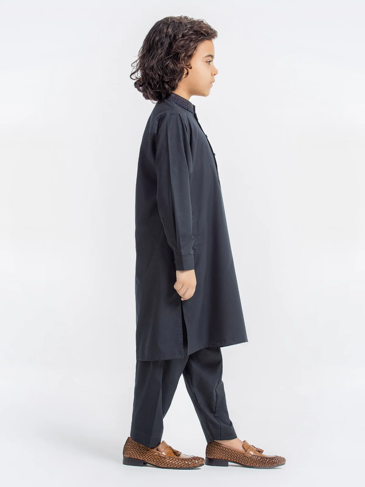 Boy's Charcoal Kurta Shalwar - EBTKS23-3901 - Image 4