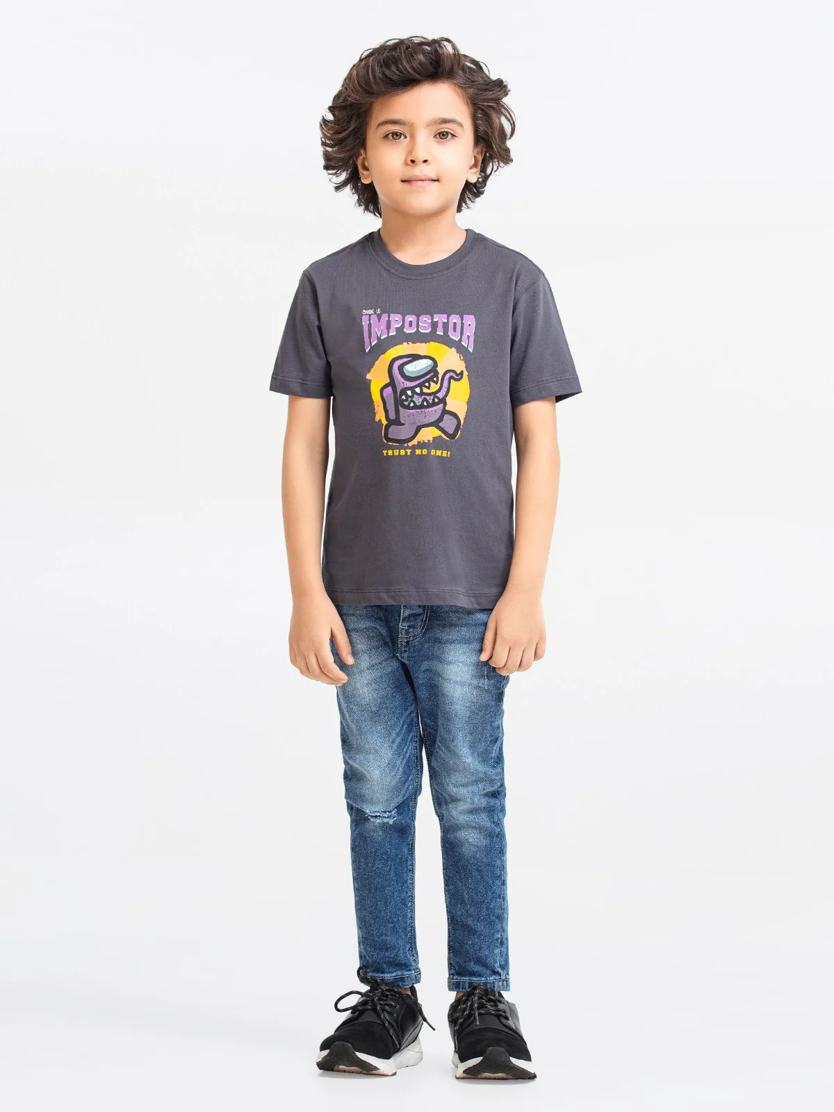 Boy's Charcoal T-Shirt - EBTTS23-011 - Image 2