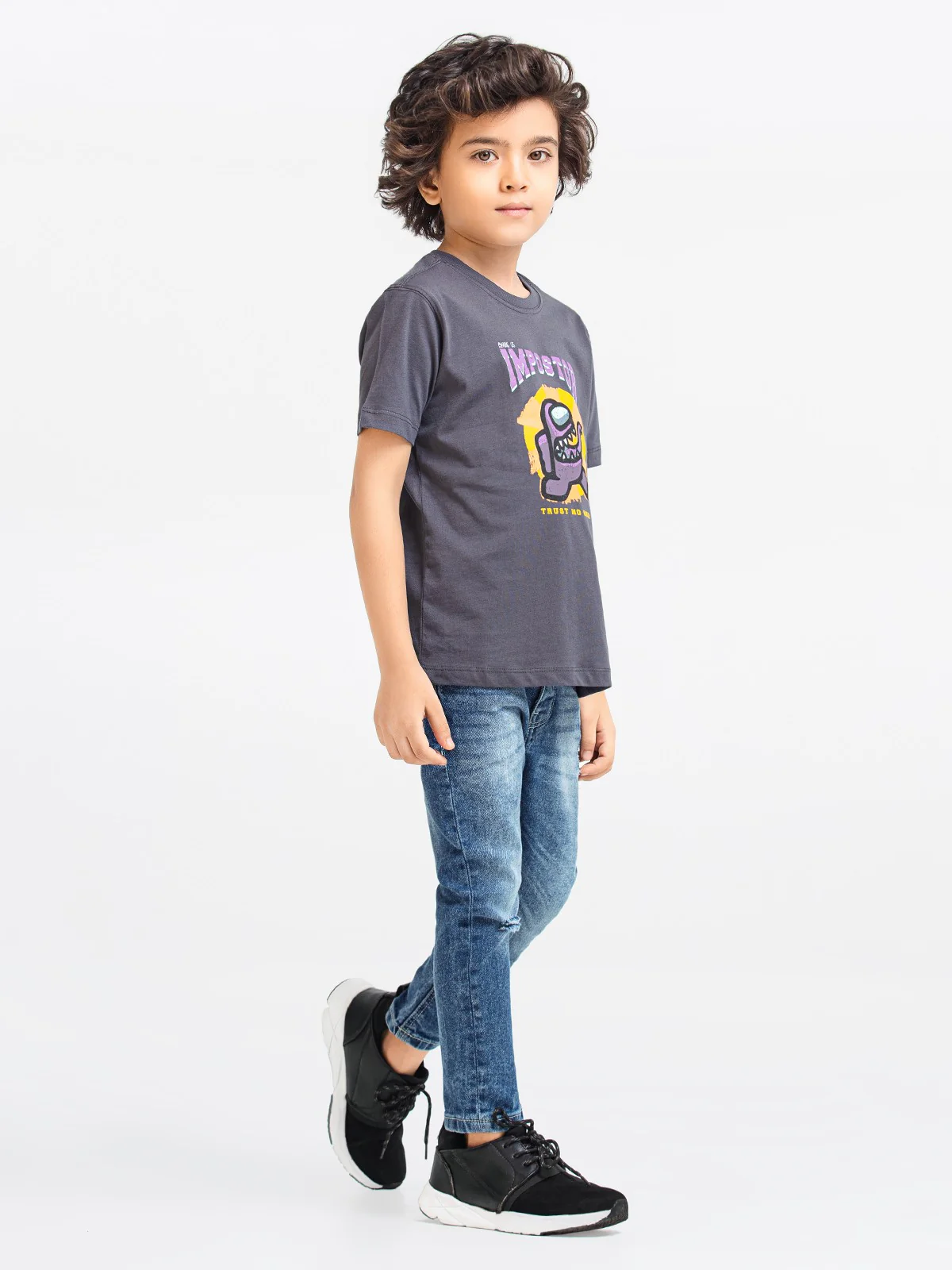 Boy's Charcoal T-Shirt - EBTTS23-011 - Image 3