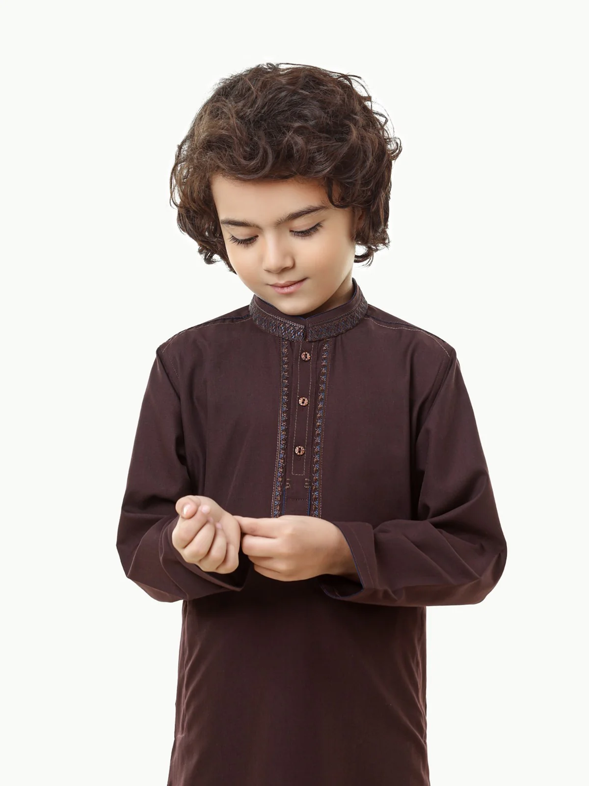 Boy's Chocolate Brown Kurta Shalwar - EBTKS23-3812 - Image 2