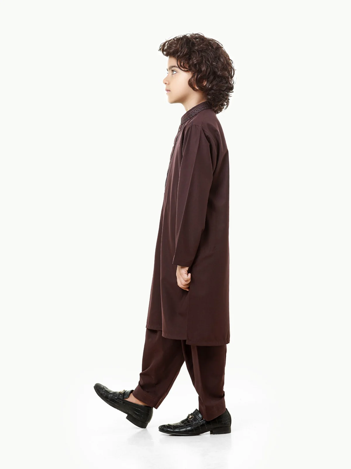 Boy's Chocolate Brown Kurta Shalwar - EBTKS23-3812 - Image 3