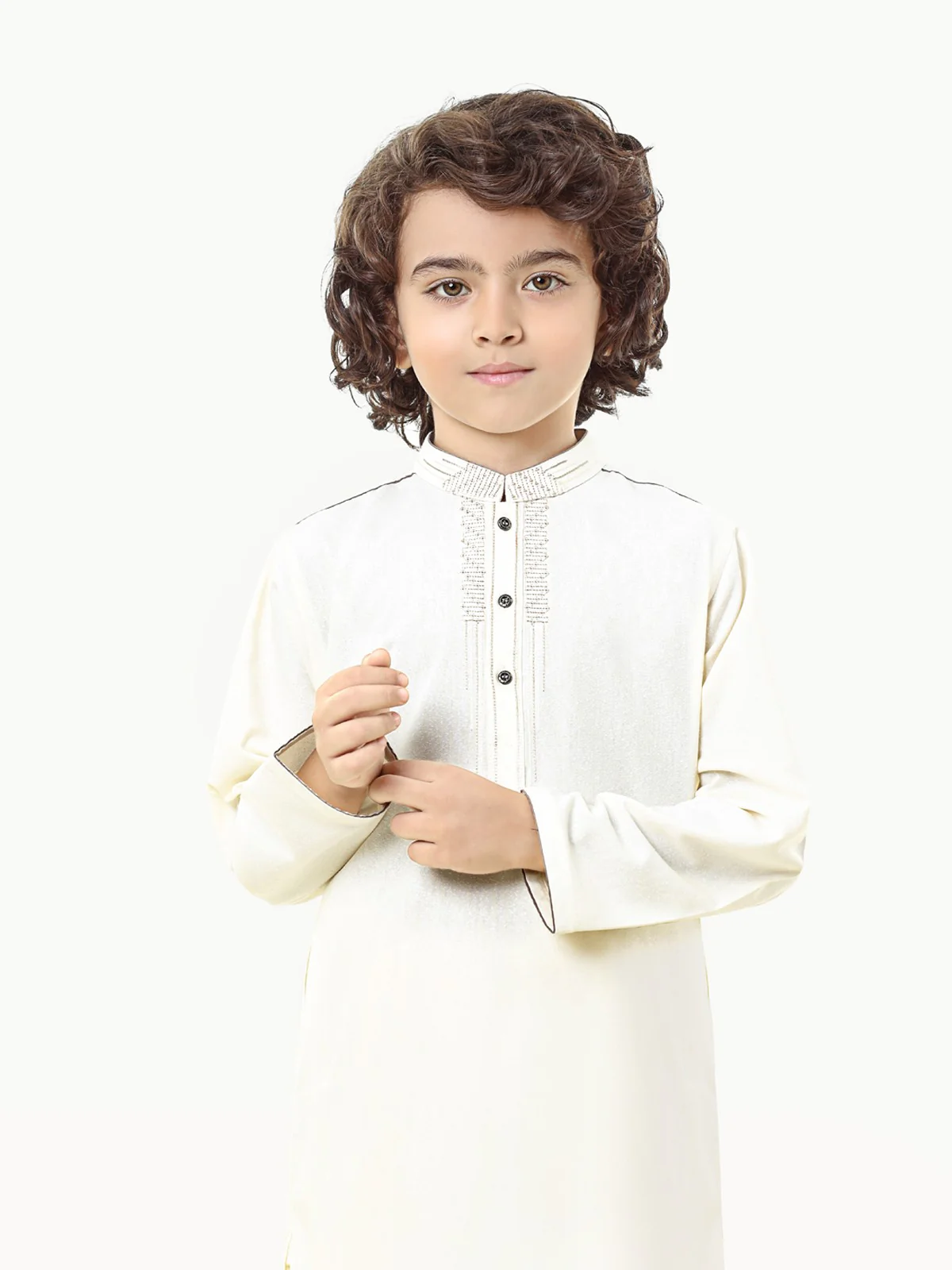 Boy's Cream Kurta Shalwar - EBTKS23-3813 - Image 2