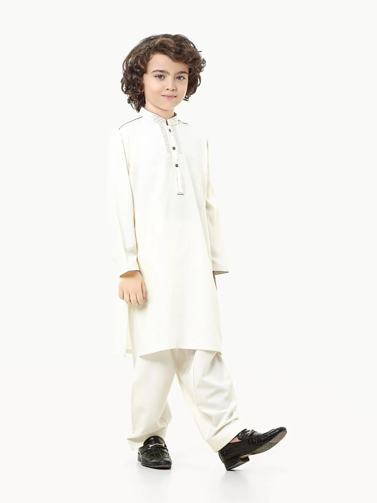 Boy's Cream Kurta Shalwar - EBTKS23-3813 - Image 3