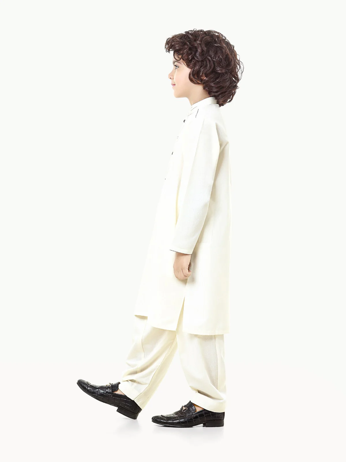 Boy's Cream Kurta Shalwar - EBTKS23-3813 - Image 4