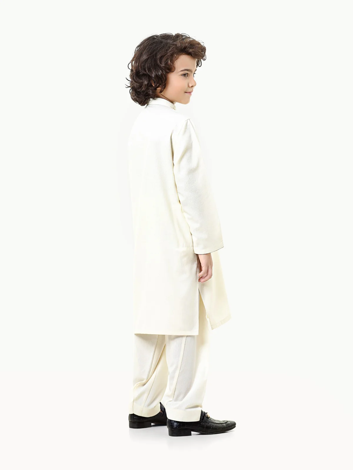 Boy's Cream Kurta Shalwar - EBTKS23-3813 - Image 6
