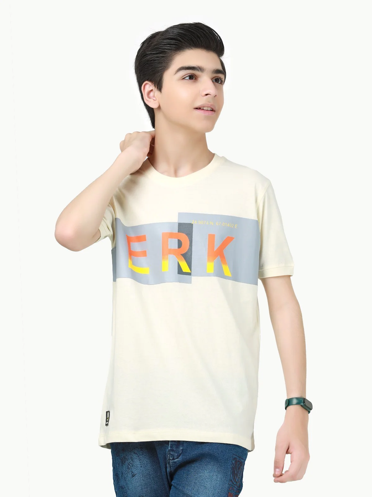 Boy's Cream T-Shirt - EBTTS23-022 - Image 2