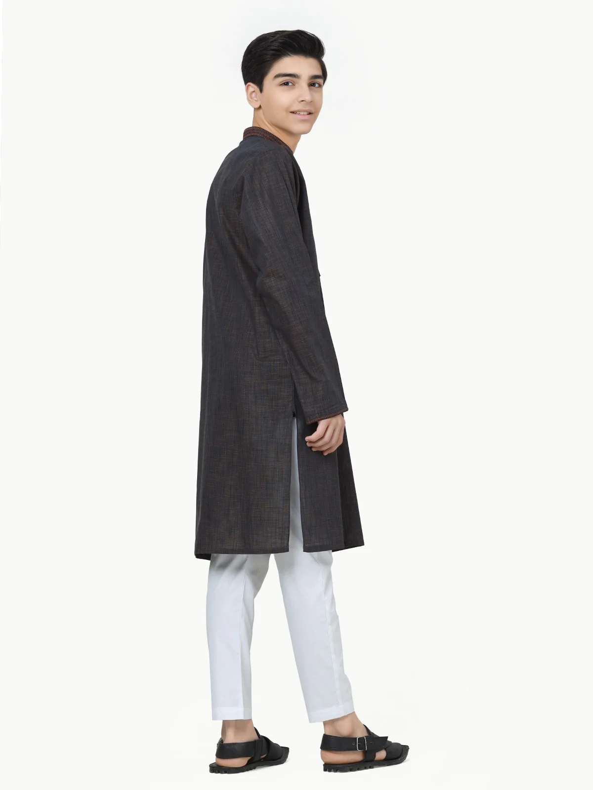 Boy's Dark Brown Kurta - EBTK23-3847 - Image 6