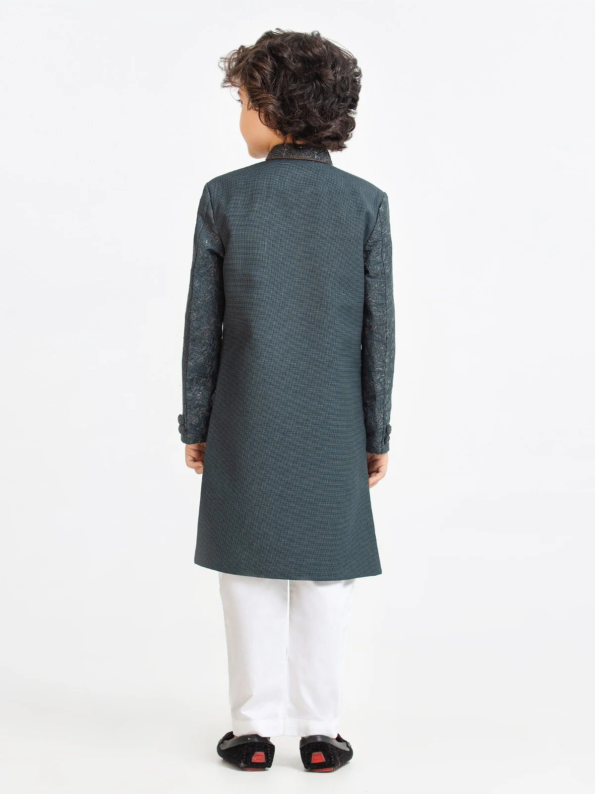 Boy's Dark Green Sherwani - EBTS22-34023 - Image 4