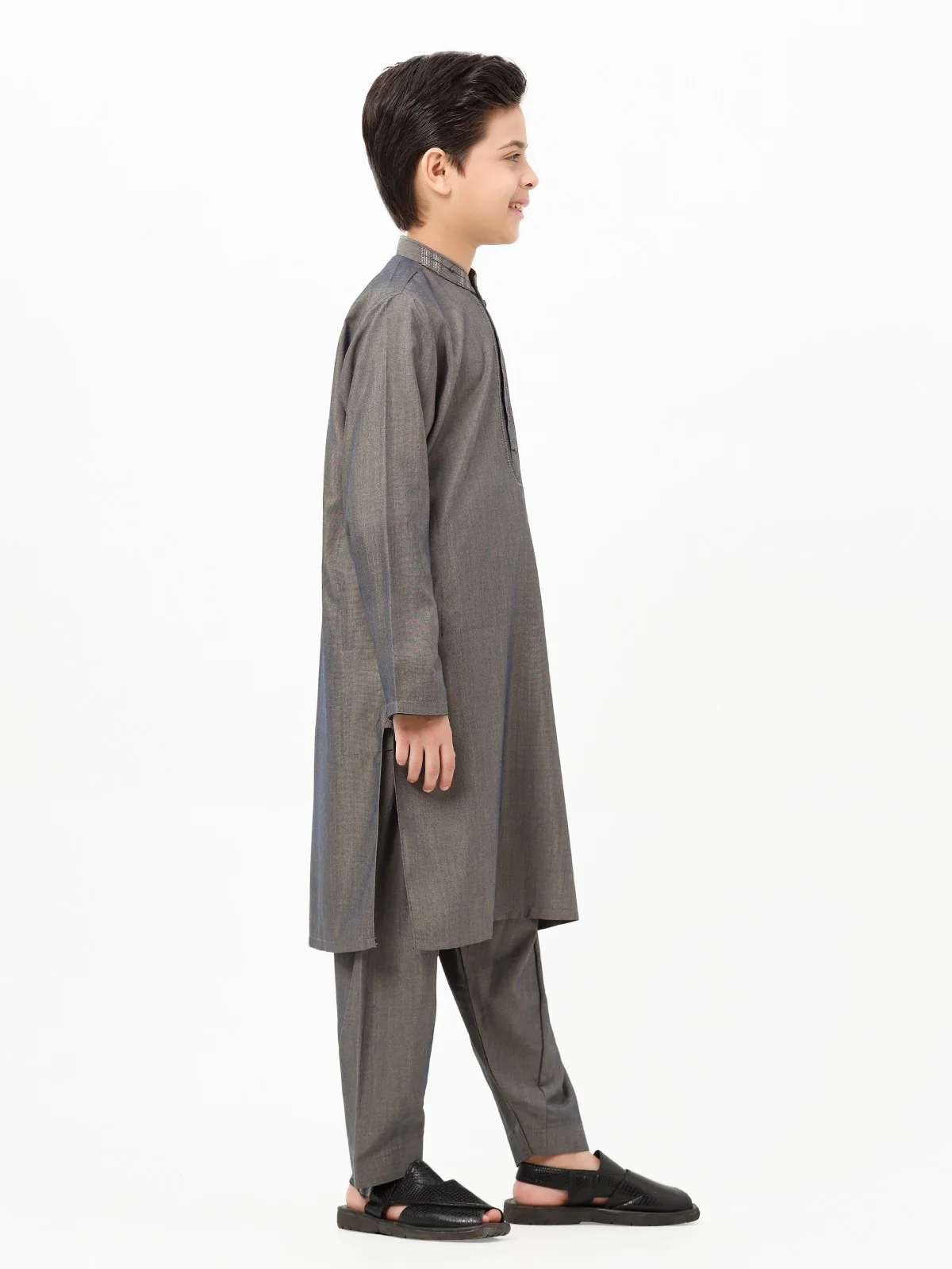 Boy's Dark Grey Kurta Shalwar - EBTKS23-3858 - Image 2