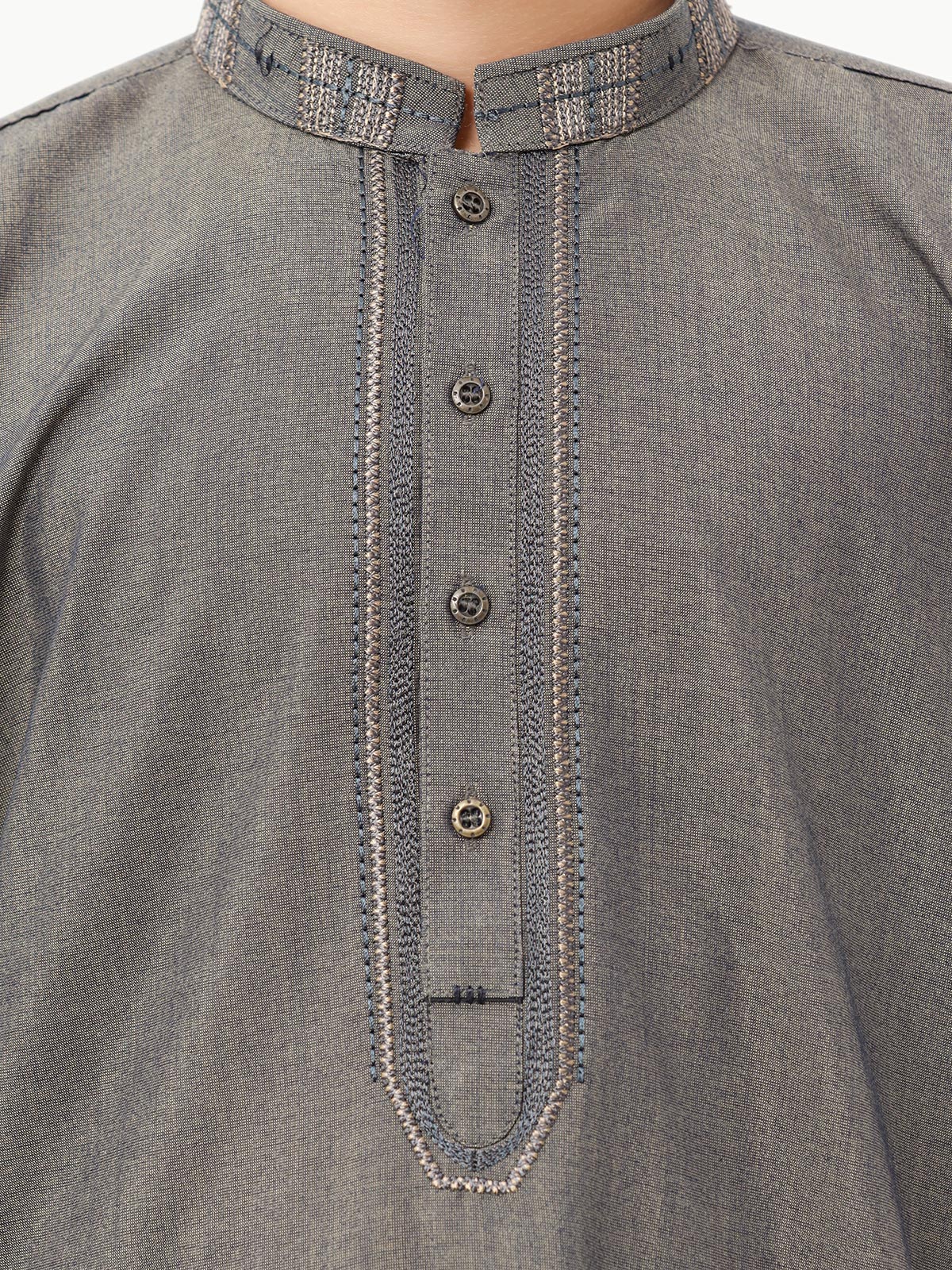 Boy's Dark Grey Kurta Shalwar - EBTKS23-3858 - Image 3