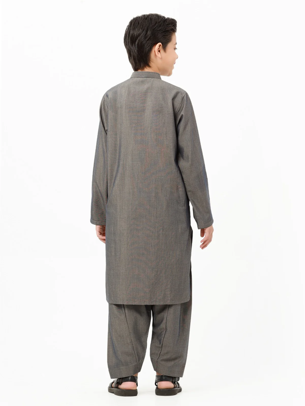 Boy's Dark Grey Kurta Shalwar - EBTKS23-3858 - Image 4