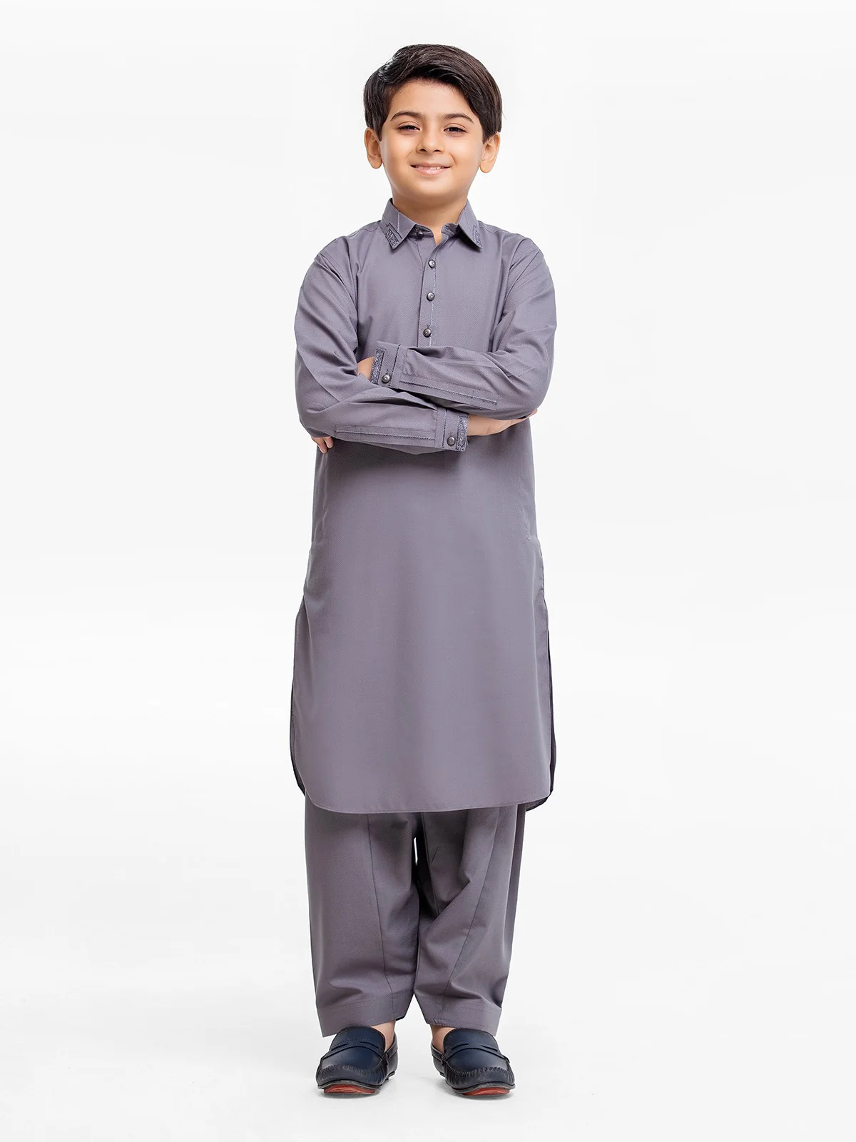 Boy's Dark Grey Kurta Shalwar - EBTKS23-3881 - Image 2