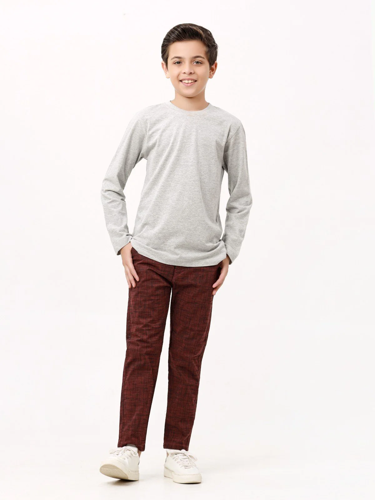 Boy's Dark Maroon Chino Pant - EBBCP23-008 - Image 2