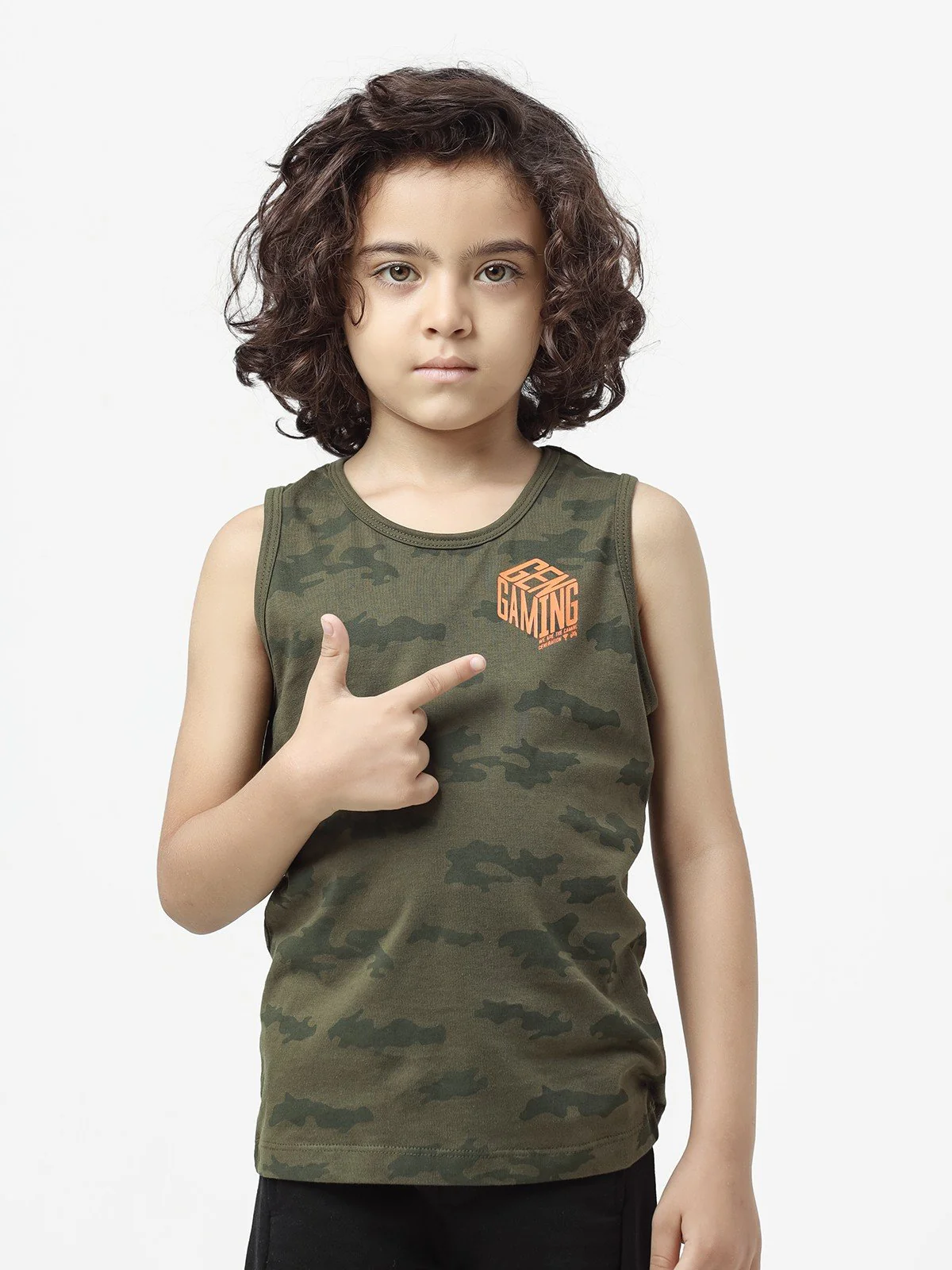 Boy's Dark Olive Tank Top - EBTT23-020 - Image 2