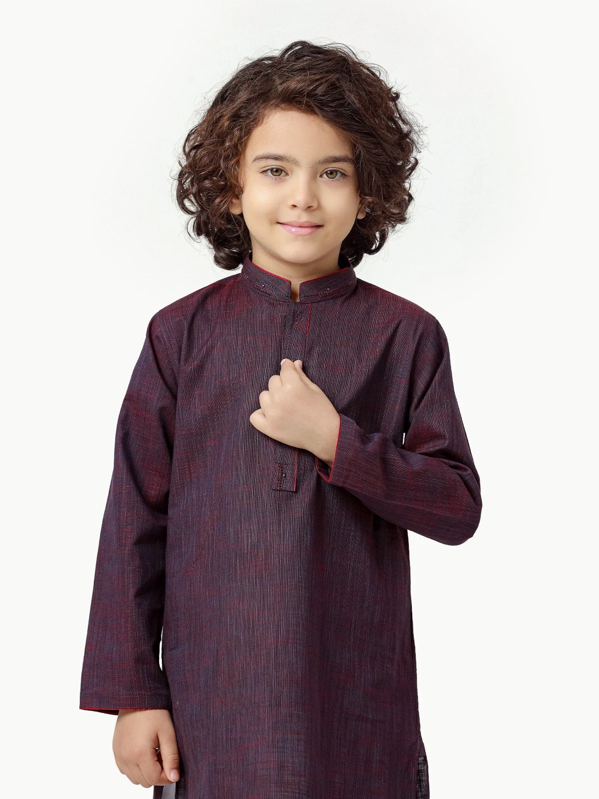 Boy's Dark Purple Kurta - EBTK23-3846 - Image 2