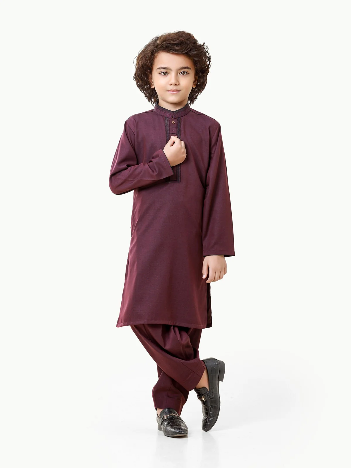 Boy's Dark Purple Kurta Shalwar - EBTKS23-3818 - Image 3