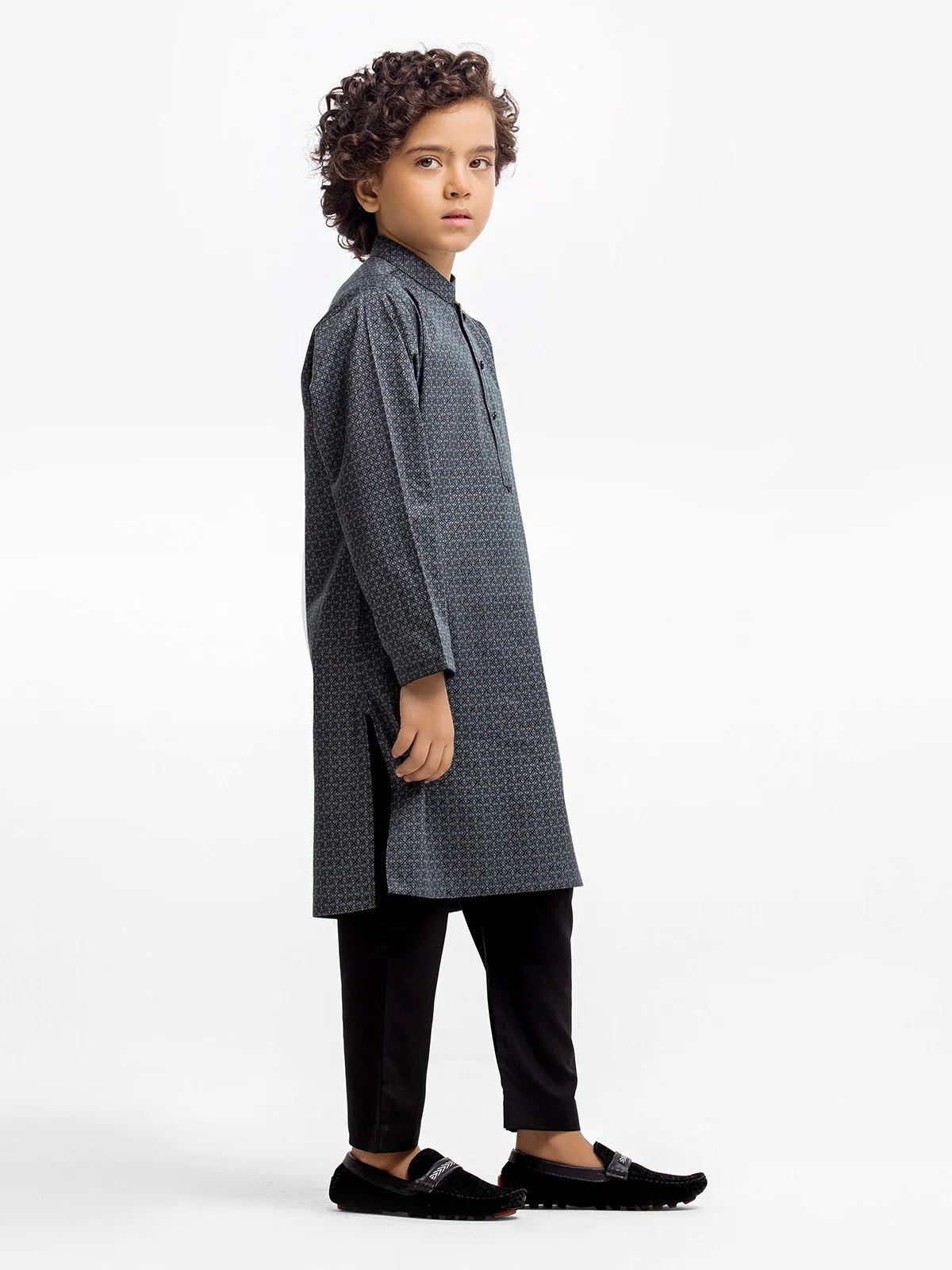 Boy's Dark Teal Kurta - EBTK23-3910 - Image 2