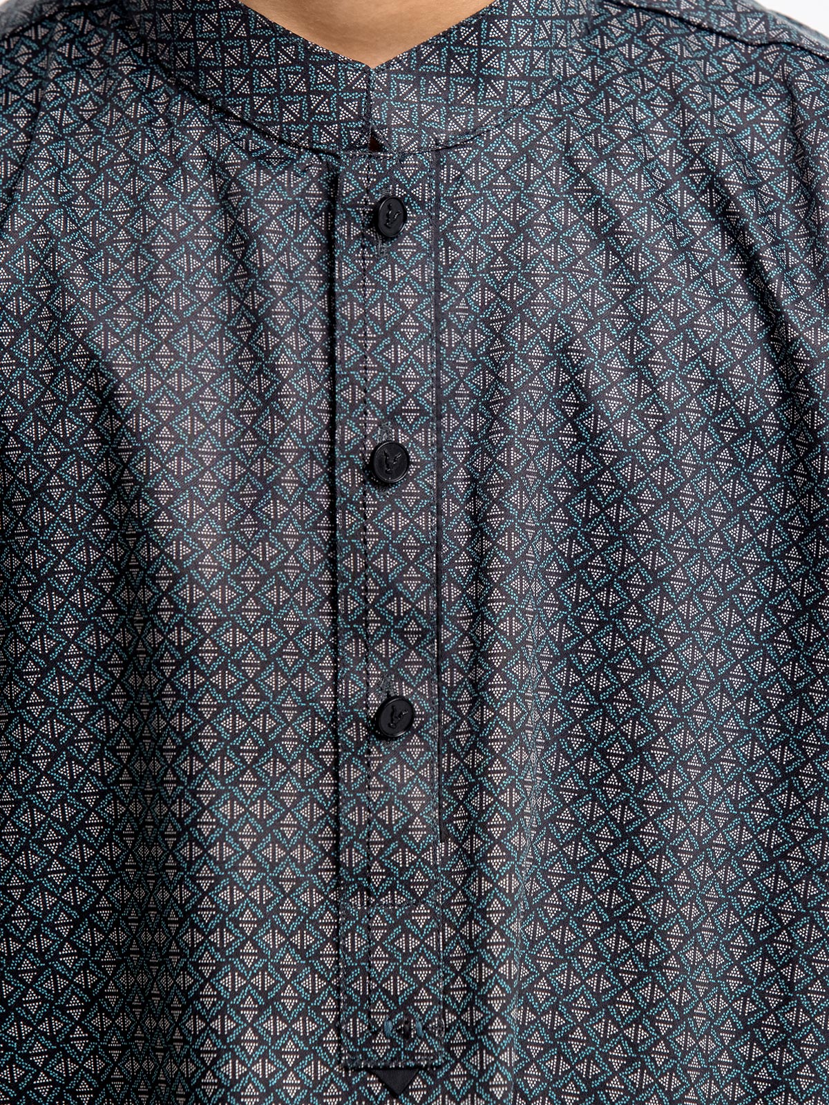 Boy's Dark Teal Kurta - EBTK23-3910 - Image 3