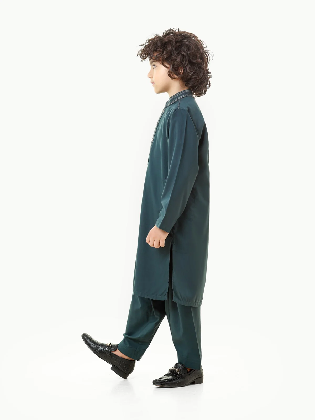 Boy's Dark Teal Kurta Shalwar - EBTKS23-3833 - Image 3