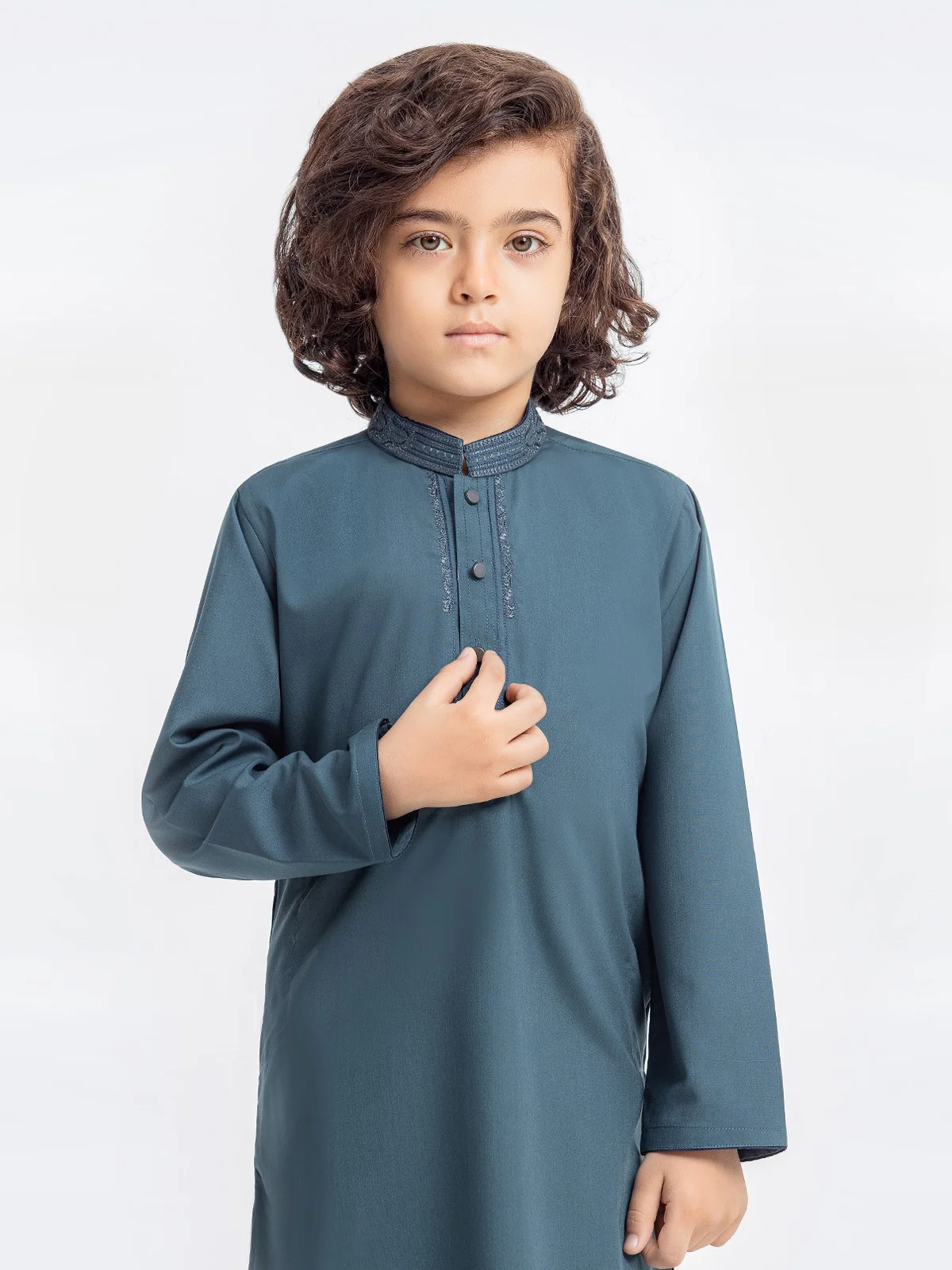 Boy's Dark Teal Kurta Shalwar - EBTKS23-3897 - Image 3
