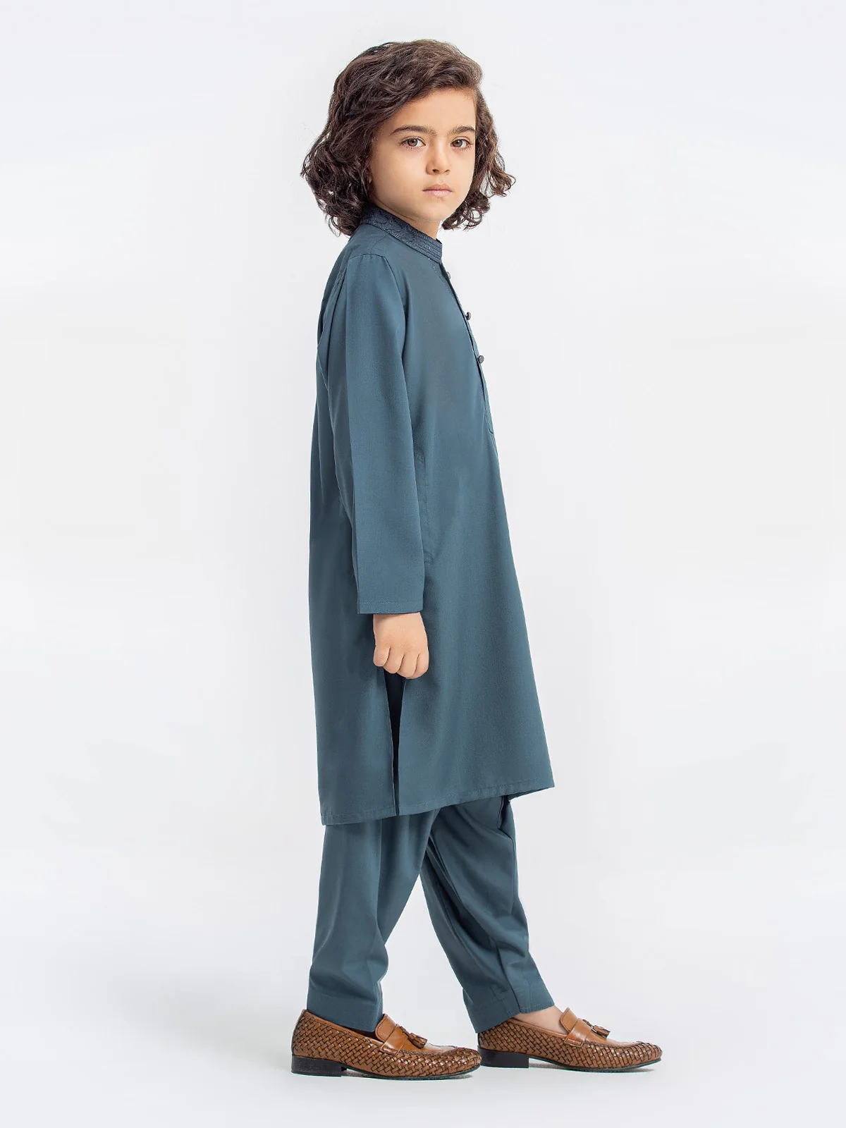 Boy's Dark Teal Kurta Shalwar - EBTKS23-3897 - Image 4