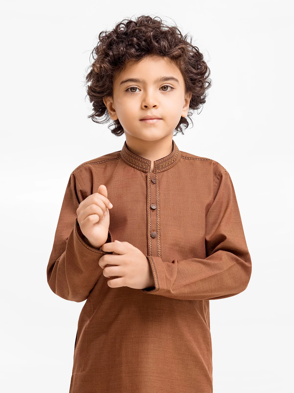 Boy's Brown Kurta Shalwar - EBTKS23-3893 - Image 2