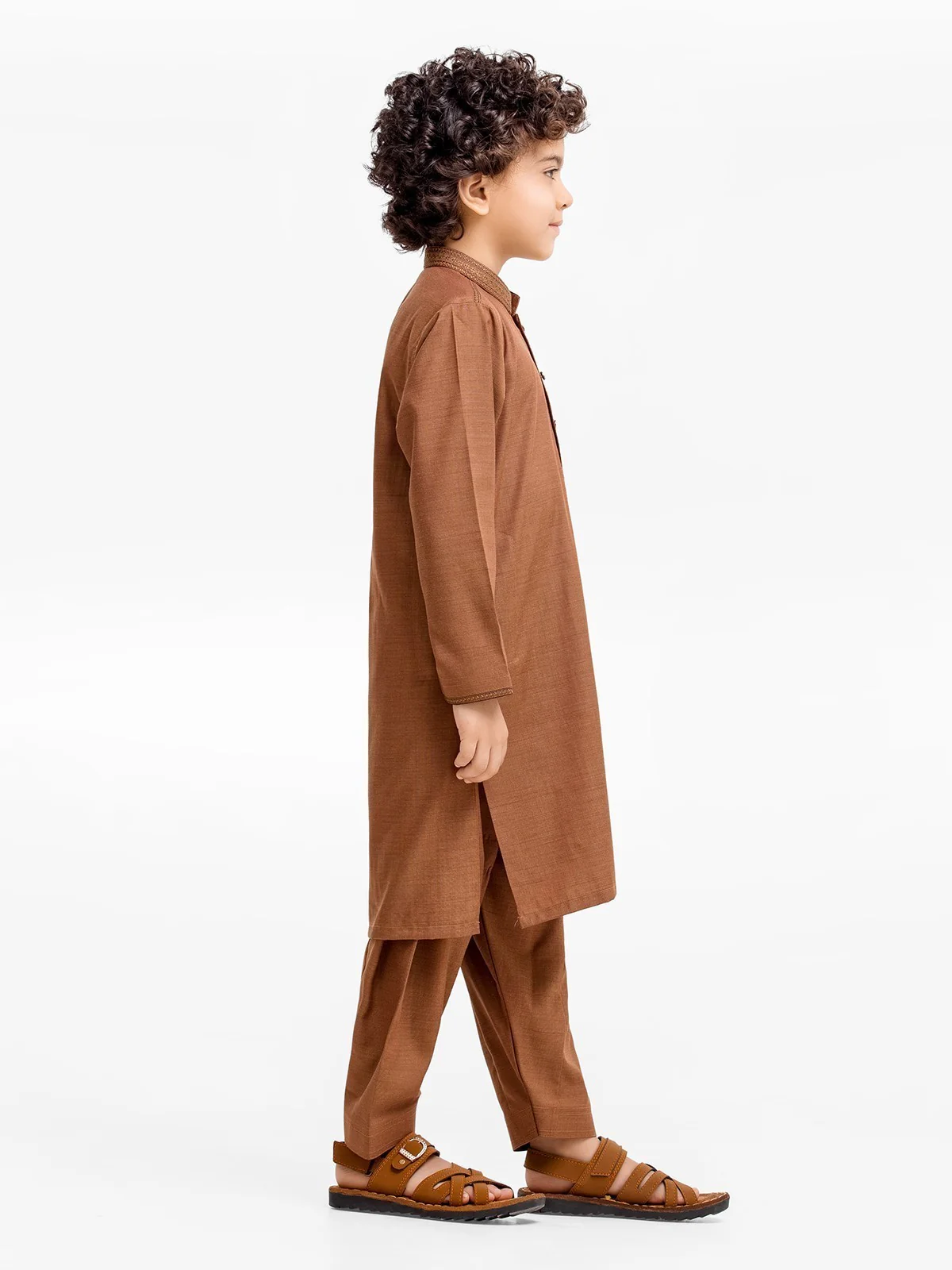 Boy's Brown Kurta Shalwar - EBTKS23-3893 - Image 3