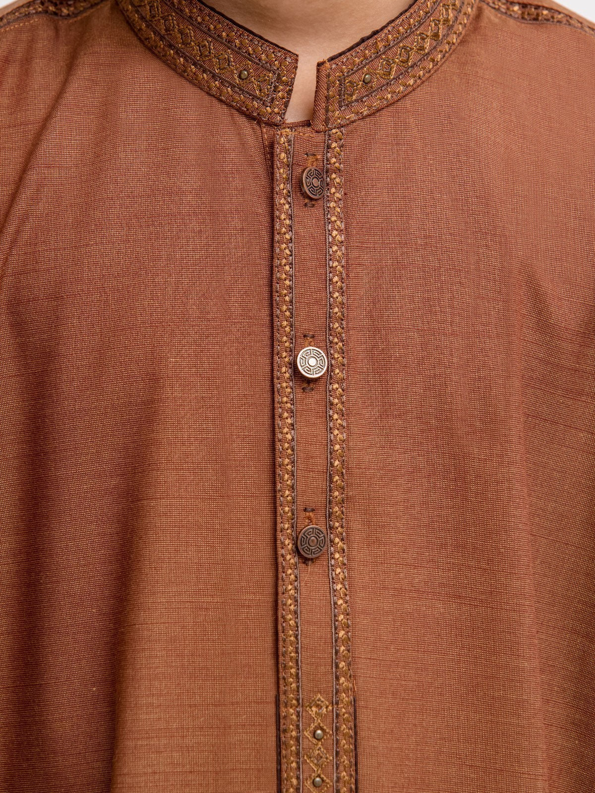 Boy's Brown Kurta Shalwar - EBTKS23-3893 - Image 4