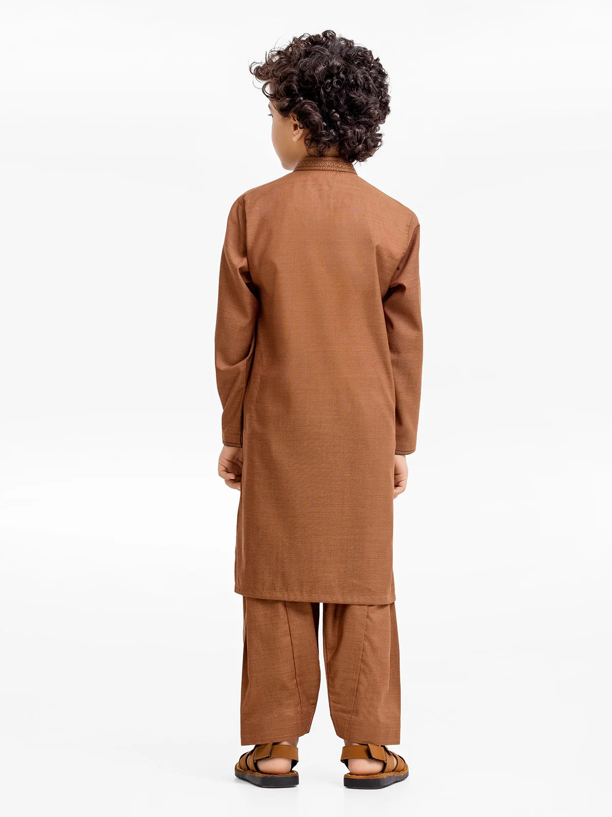 Boy's Brown Kurta Shalwar - EBTKS23-3893 - Image 5