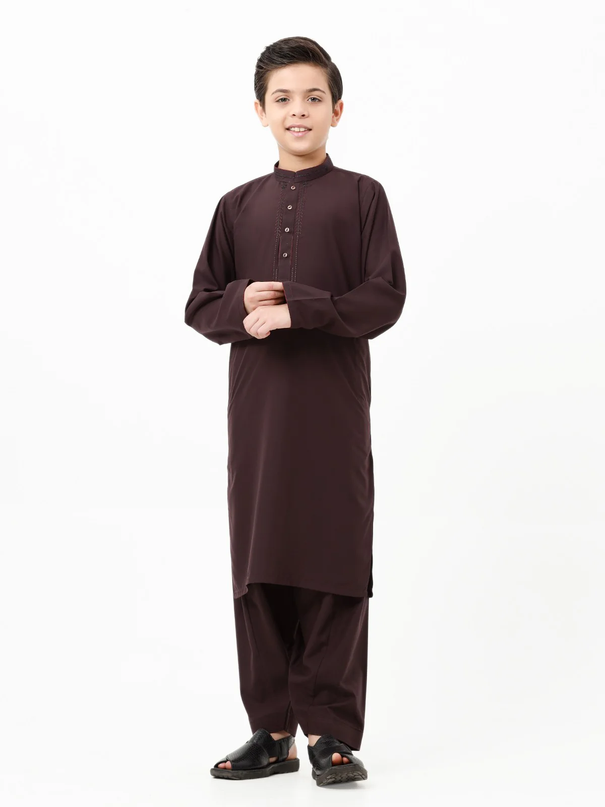Boy's Deep Plum Kurta Shalwar - EBTKS23-3863