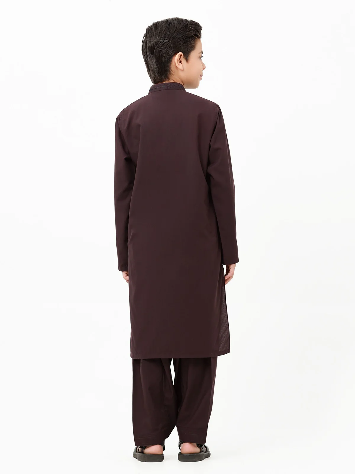 Boy's Deep Plum Kurta Shalwar - EBTKS23-3863 - Image 5