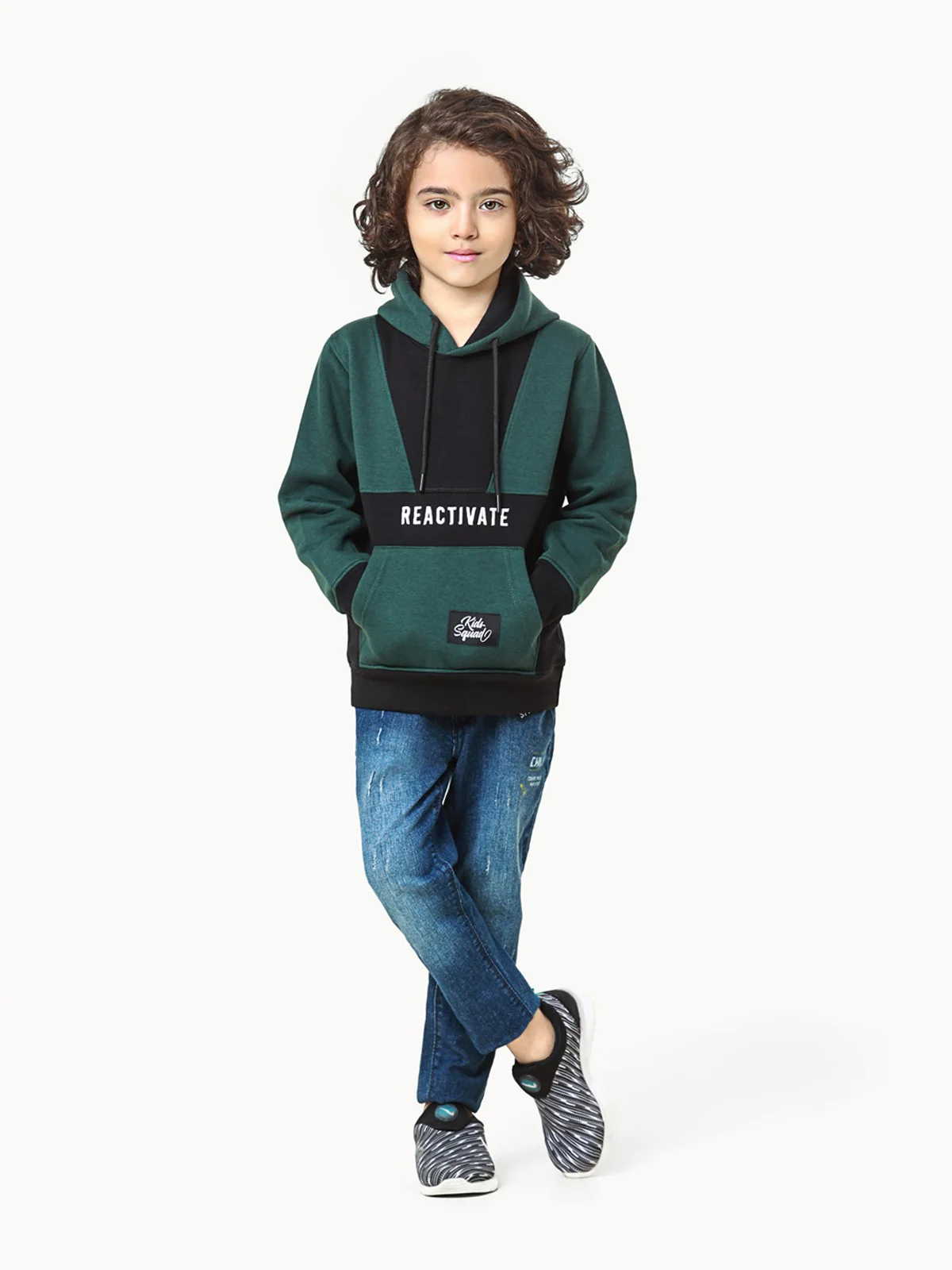 Boy's Green & Black Hoodie - EBTH22-005 - Image 2