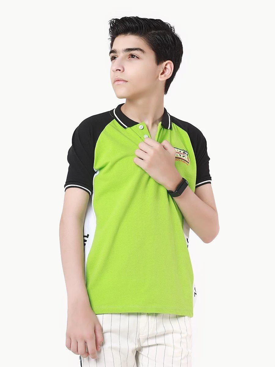 Boy's Green & Black Polo Shirt - EBTPS22-003 - Image 2