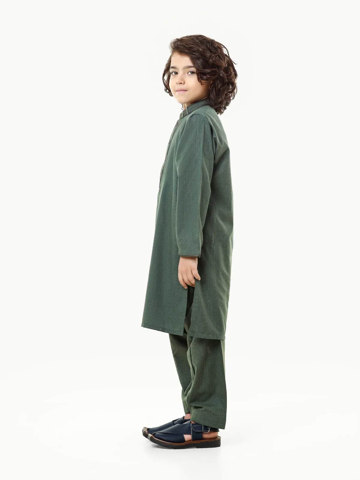 Boy's Green Kurta Shalwar - EBTKS22-3819 - Image 3