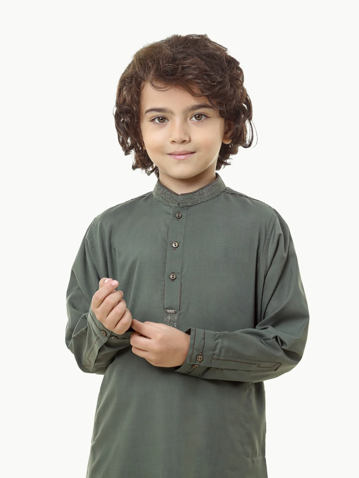 Boy's Green Kurta Shalwar - EBTKS23-3826 - Image 2