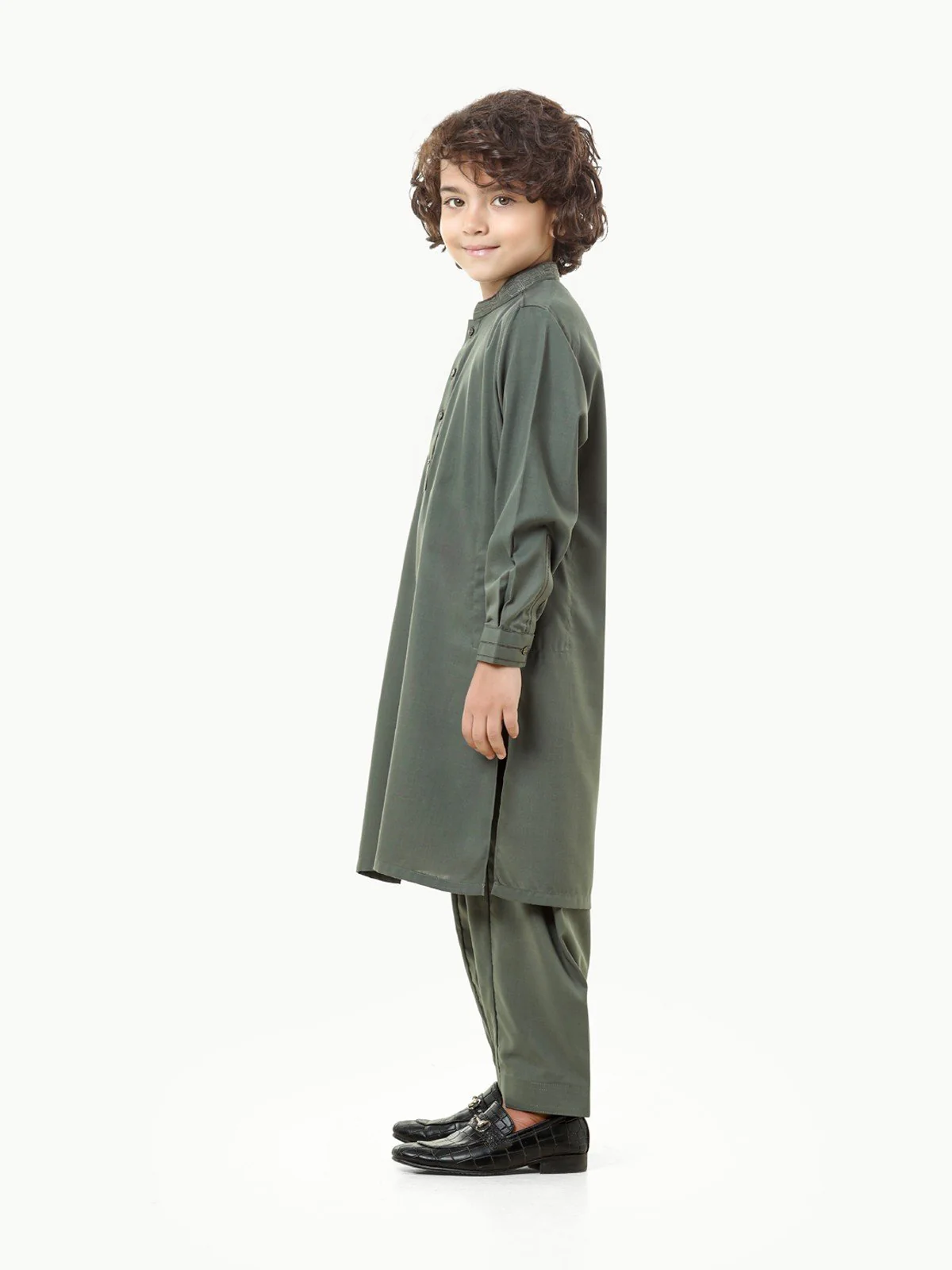 Boy's Green Kurta Shalwar - EBTKS23-3826 - Image 3