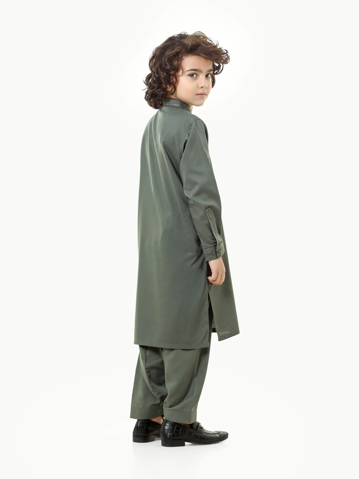 Boy's Green Kurta Shalwar - EBTKS23-3826 - Image 5