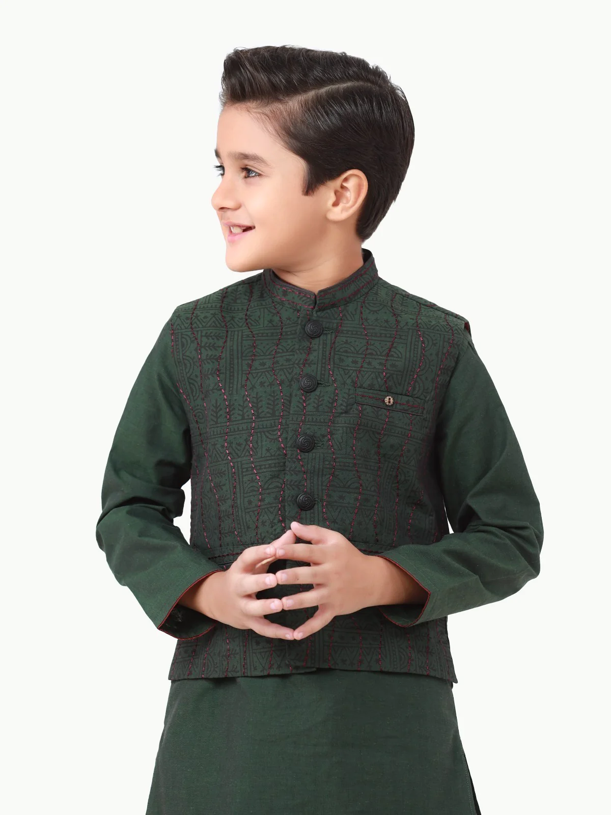 Boy's Green Waist Coat Suit - EBTWCS22-25155 - Image 2