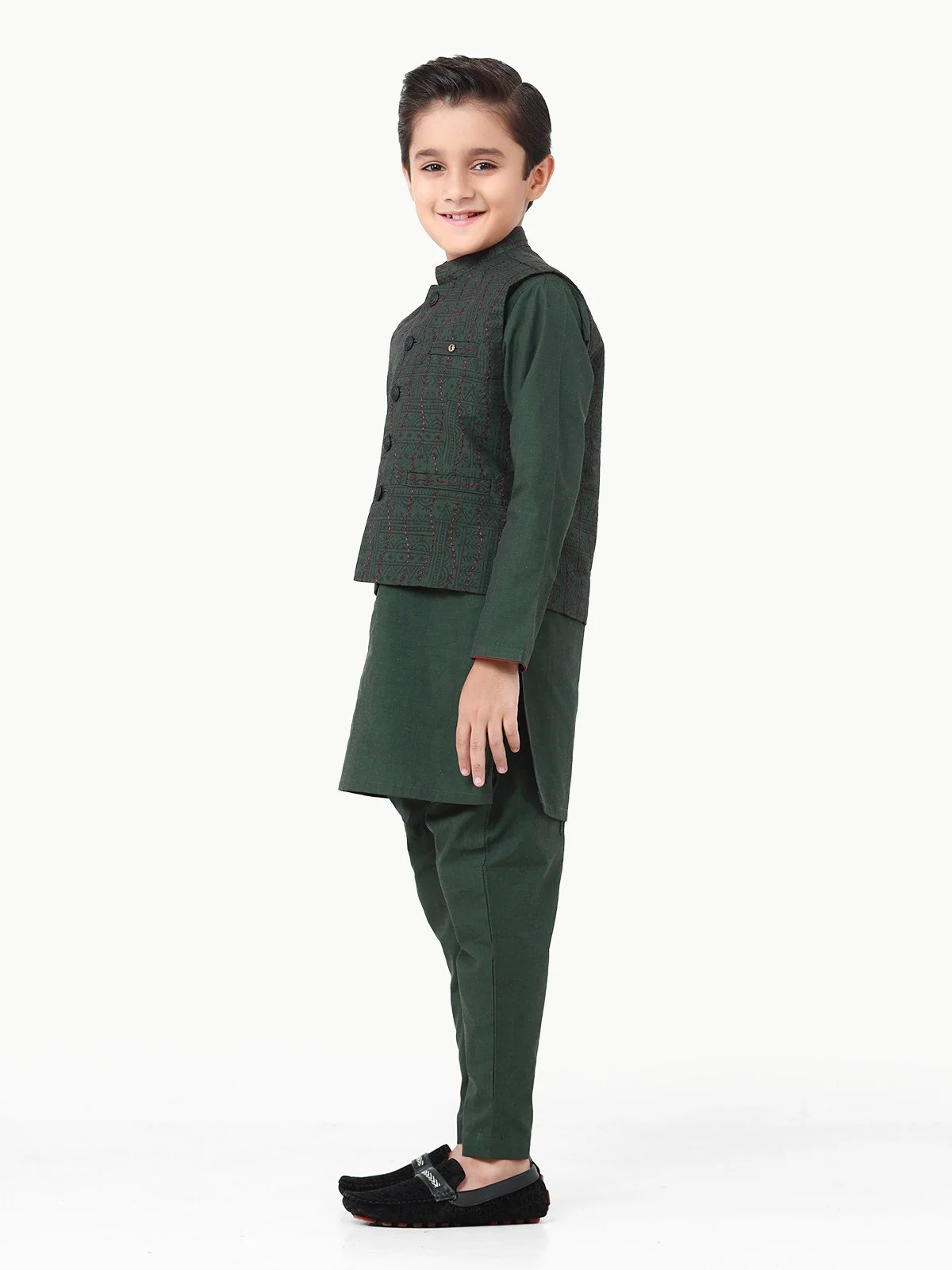 Boy's Green Waist Coat Suit - EBTWCS22-25155 - Image 3