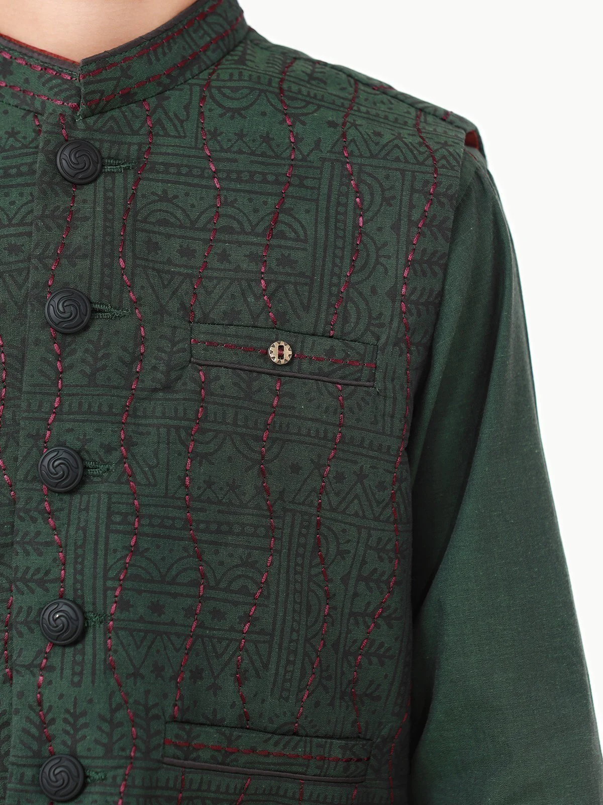 Boy's Green Waist Coat Suit - EBTWCS22-25155 - Image 5