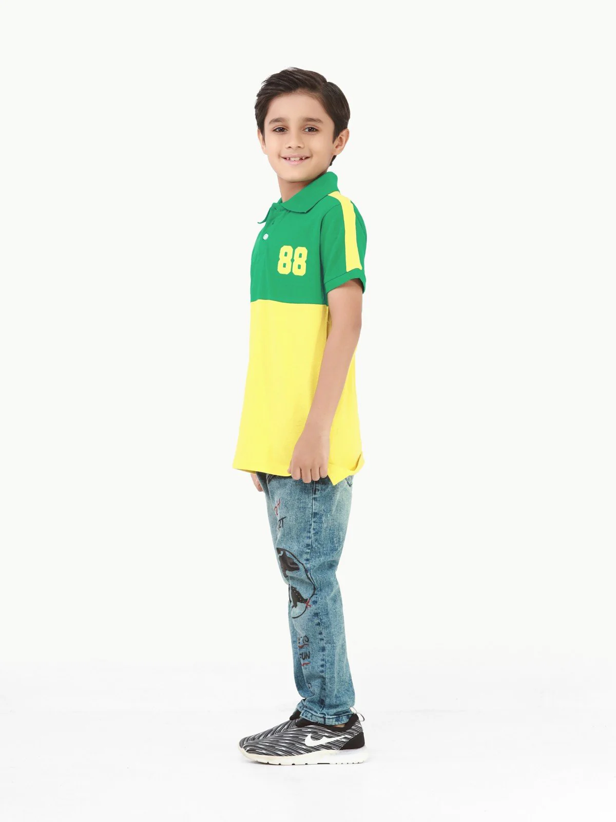 Boy's Green & Yellow Polo Shirt - EBTPS22-006 - Image 2