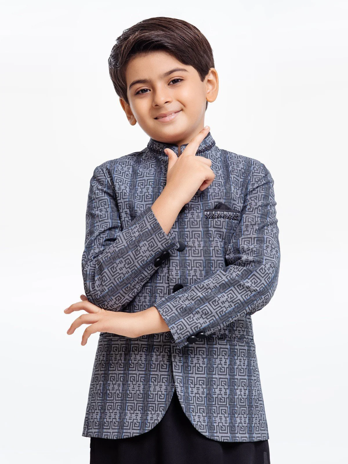 Boy's Grey & Black Prince Suit - EBTPCS22-004 - Image 2